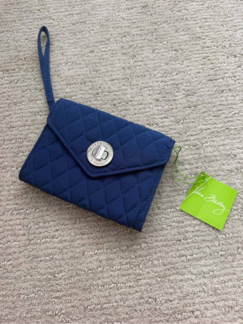 Vera Bradley Navy Quilted Wristlet with Turn-Lock
